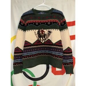 Vintage Woolrich Wool Sweater Womens Large Outdoors Casual USA Horse